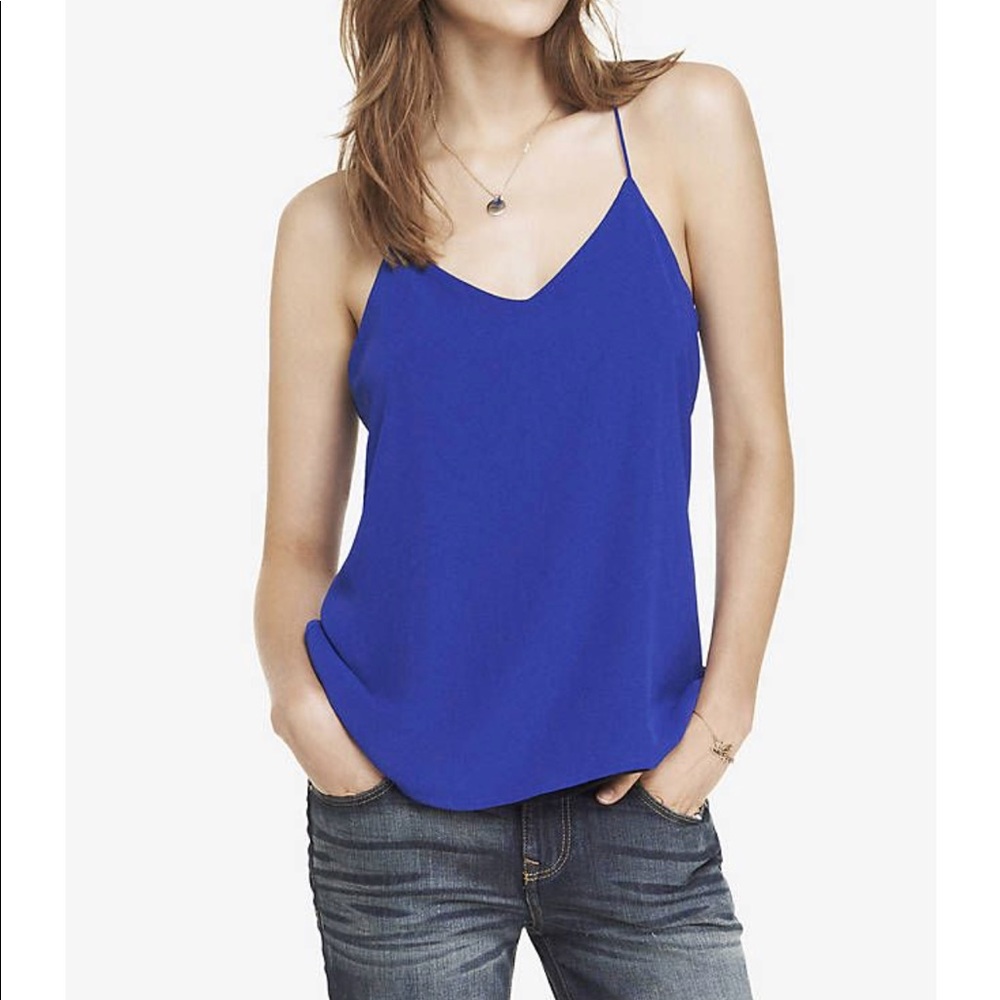 Express blue racer back sheer tank